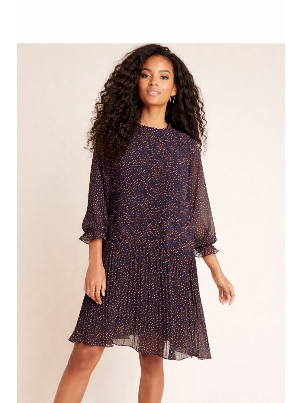 Anthroplogie boho shift dress in navy with gold star pattern women’s size 4